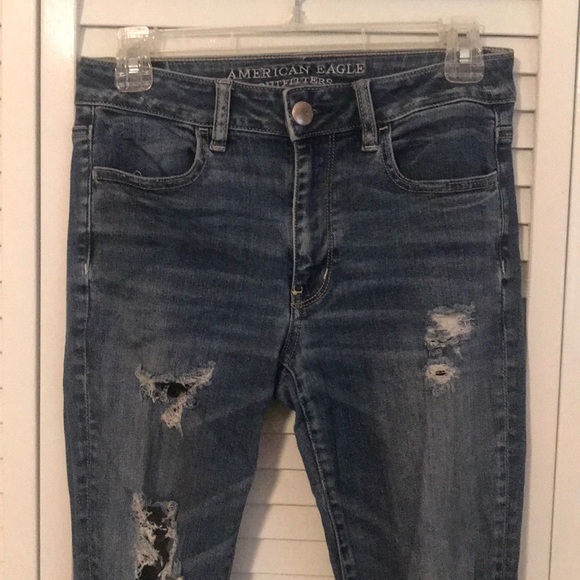 Dark Wash Ripped Skinny Jeans- American Eagle - Picture 2 of 4